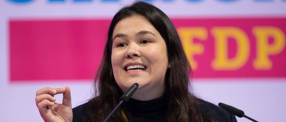 Franziska Brandmann bei ihrer Rede zur Bewerbung als stellvertretende Landesvorsitzende.