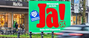 Ein Plakat der Initiative „Berlin 2030 Klimaneutral“.