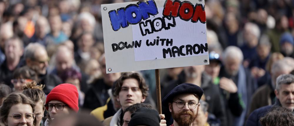 Protest gegen die Rentenform von Präsident Macron in Nantes.