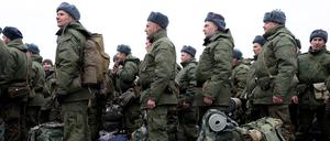 Verabschiedung russischer Rekruten in Kasan im vergangenen Oktober. 