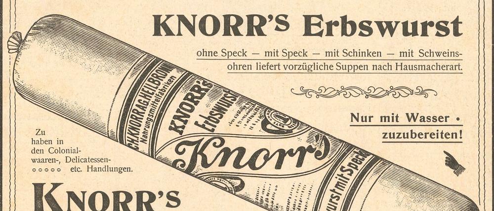 Historische Werbung Erbsenwurst, Quelle: Privat