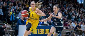 Albas Lucy Reuß (links) will mit viel Energie und dem nötigen Fokus ins Halbfinale um die Deutsche Meisterschaft einziehen.