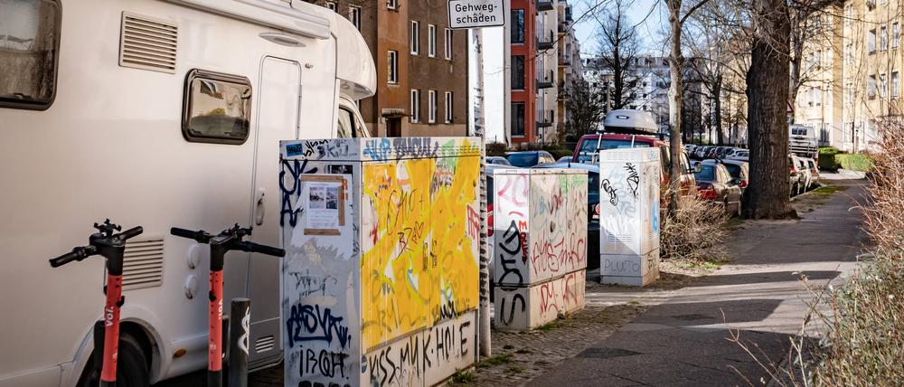 Wohnmobile in der Vinetastraße in Pankow.