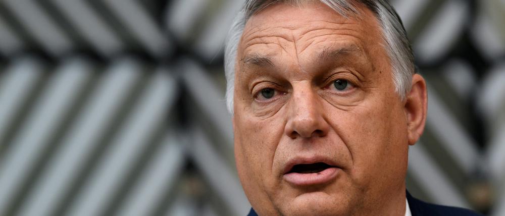 FILE PHOTO: Hungary's Prime Minister Viktor Orban addresses the media as he arrives on the first day of the European Union summit at The European Council Building in Brussels, Belgium June 24, 2021. John Thys/Pool via REUTERS/File Photo