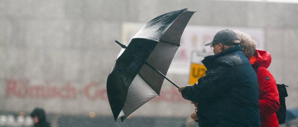 Nasses Sturmwetter am 10. März 2023 in Köln.