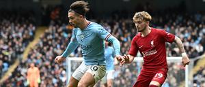 Jack Grealish (li.) ragte beim starken Auftritt von Manchester City gegen Liverpool heraus.