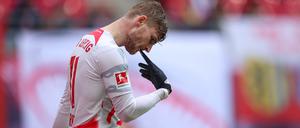 Ein Satz mit x. Leipzigs Timo Werner reagiert enttäuscht. 