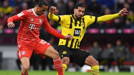 Immer einen Schritt zu spät. Hier zog Dortmunds Emre Can (re.) den Kürzeren gegen Leroy Sané.