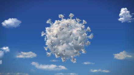 Eine Wolke in Form des Corona-Virus (Illustration).
