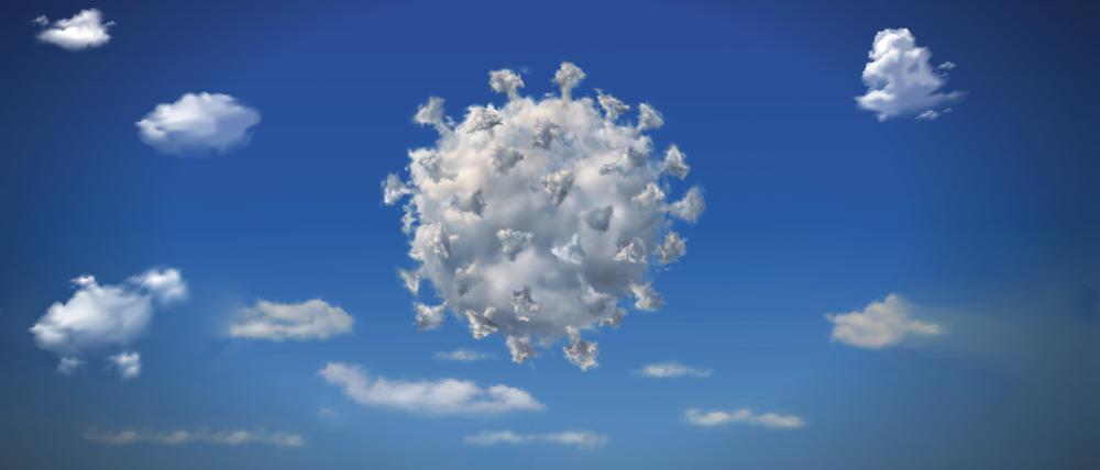 Eine Wolke in Form des Corona-Virus (Illustration).