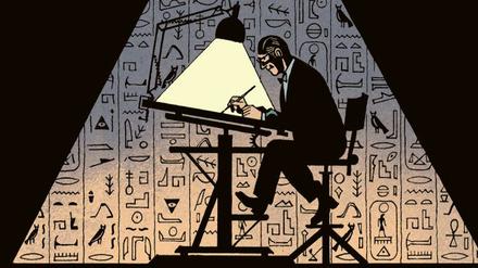 Edgar Pierre Jacobs bei der Arbeit.