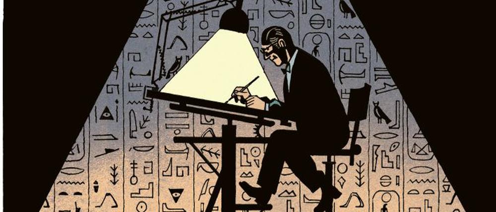 Edgar Pierre Jacobs bei der Arbeit.