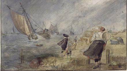Steife Brise. Hendrick Avercamps „Seeufer bei Sturm“ aus dem ersten Drittel des 17. Jahrhunderts.