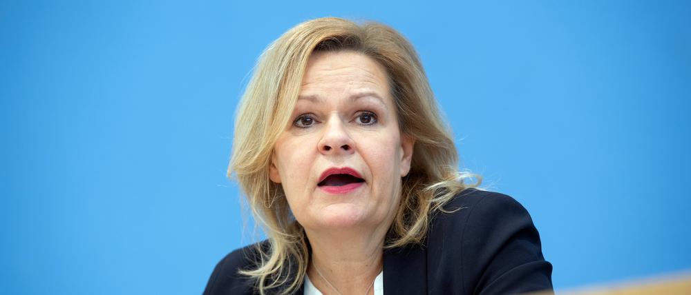 Bundesinnenministerin Nancy Faeser bei der Bundespressekonferenz.