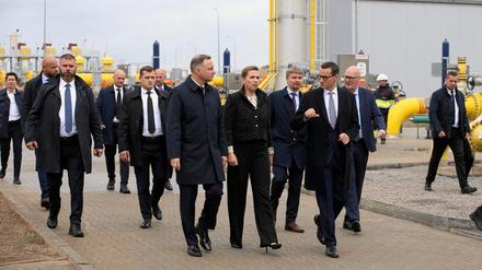 Polens Präsident Duda und Premierminister Morawiecki bei ihrem Besuch der Baltic-Pipline