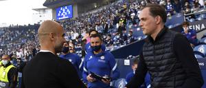 Im Mai 2021 trafen Guardiola (l.) und Tuchel im Finale der Champions League aufeinander. Damals siegte der deutsche Trainer mit dem FC Chelsea.