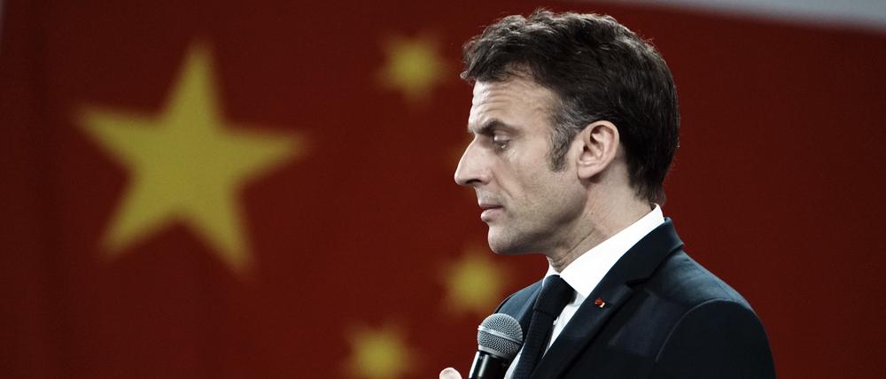 Große Worte in Guangzhou: Frankreichs Präsident Emmanuel Macron bei seiner Rede an der Sun-Yat-sen-Universität. 