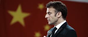 Große Worte in Guangzhou: Frankreichs Präsident Emmanuel Macron bei seiner Rede an der Sun-Yat-sen-Universität. 