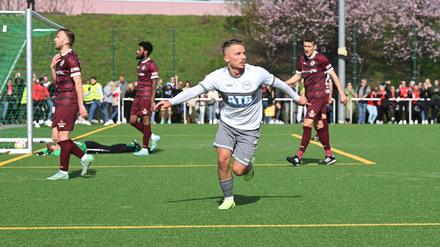 Spartas Lukas Rehbein traf zum 3:1 gegen den großen Favoriten BFC Dynamo.