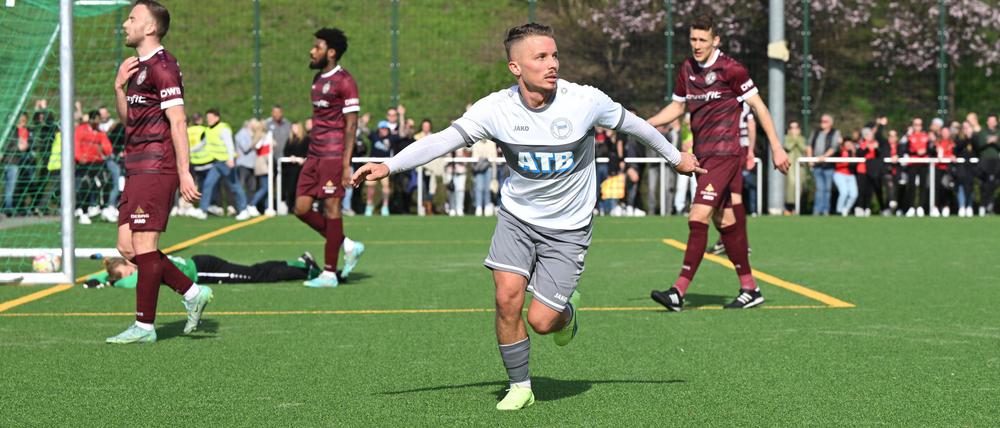 Spartas Lukas Rehbein traf zum 3:1 gegen den großen Favoriten BFC Dynamo.