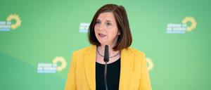 Katrin Göring-Eckardt, Fraktionsvorsitzende von Bündnis 90/Die Grünen, spricht zu Beginn der digitalen Fraktionssitzung ihrer Partei zu den Medienvertretern.