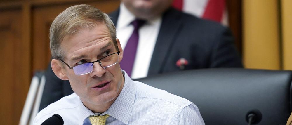Der republikanische Kongressabgeordnete Jim Jordan spricht während einer Anhörung des Unterausschusses für Justiz des Repräsentantenhauses auf dem Capitol Hill (Archivfoto).