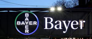 Das Bayer-Kreuz leuchtet in der Dämmerung.