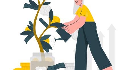 Geld anlegen, Aktien, Sparen, illu