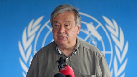 Antonio Guterres spricht bei einer Konferenz in Halane Mogadishu, Somalia.