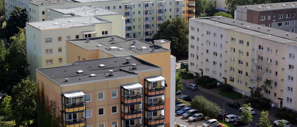 Wohngebiet „Am Schlaatz“ Potsdam. DDR-Plattenbau.