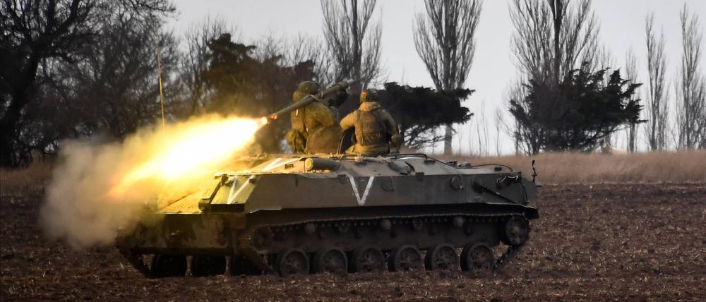 Russische Luftlande Truppen während einer Militärübung.
