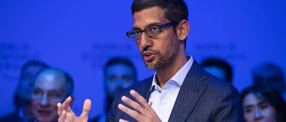 Sundar Pichai, Chef von Google und Alphabet, spricht bei einer Sitzung während des Weltwirtschaftsforums (WEF).