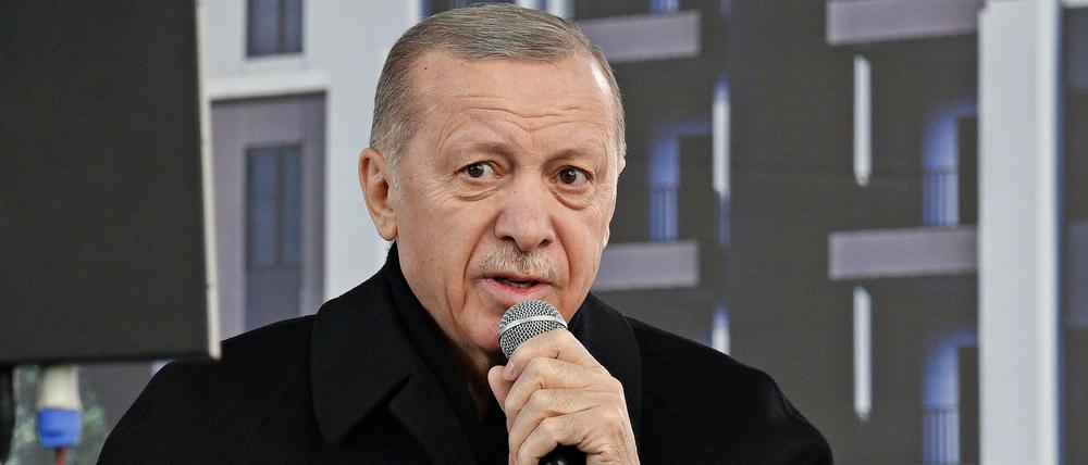 Der türkische Staatspräsident Recep Tayyip Erdogan spricht auf einer Kundgebung in Diyarbakir.