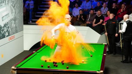 Protest mit Folgen. Für die Snooker-WM und den Aktivisten.