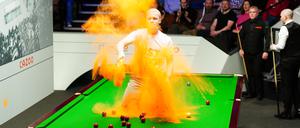 Protest mit Folgen. Für die Snooker-WM und den Aktivisten.