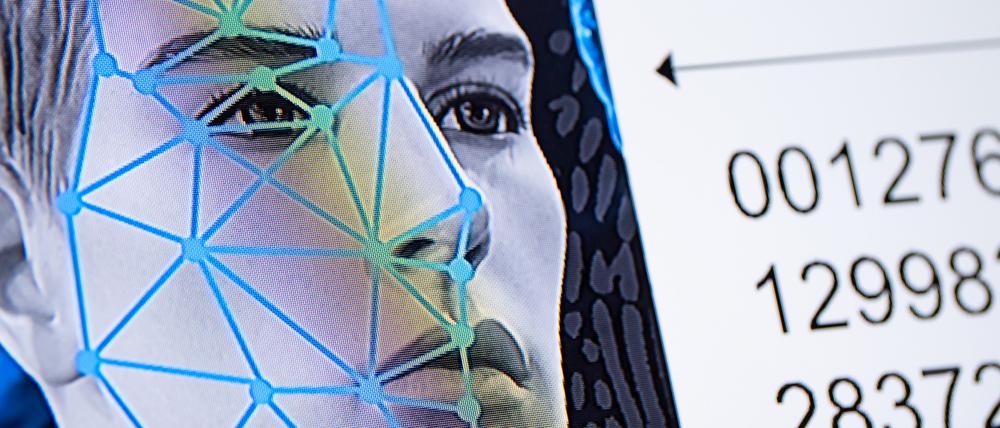 Eine Computergrafik zum Thema Gesichtserkennung vom bayerischen Landeskriminalamt.