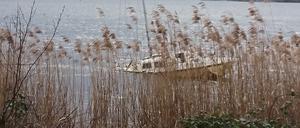 Exemplarisch für viele Schrottkähne im Wasser: Die „Yellow Submarine“ liegt seit 2019 (!) vor Kladow im Wasser - und es findet sich keine Behörde, die das Problem beseitigt. 