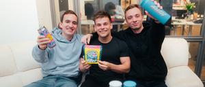 Philipp Nass, Frederick Jost und Mathias Horsch, die Gründer des Berliner Energydrink-Startups Holy.