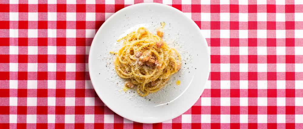 Made in USA. Laut Alberto Grandi ist die Spaghetti Carbonara eine Erfindung der Amerikaner.