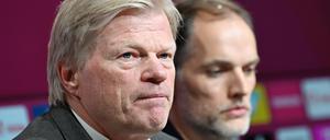 Thomas Tuchel (r.), Trainer des FC Bayern, neben Vorstandschef Oliver Kahn