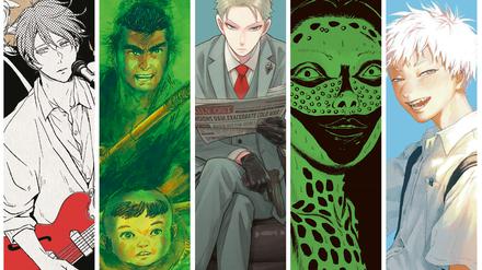 Titelmotive von „Given“, „Lone Wolf & Cub“, „Spy x Family“, „Dragon Head“ und „Der Sommer, in dem Hikaru starb“.
