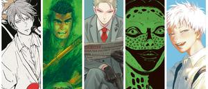 Titelmotive von „Given“, „Lone Wolf & Cub“, „Spy x Family“, „Dragon Head“ und „Der Sommer, in dem Hikaru starb“.