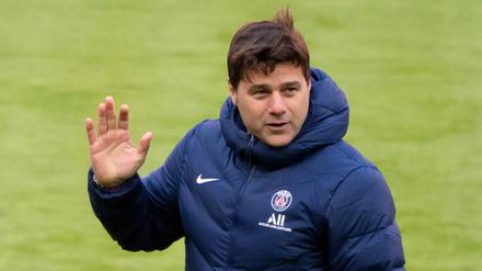 Trainer Mauricio Pochettino beim Abschlusstraining von Paris Saint-Germain in der Allianz Arena.