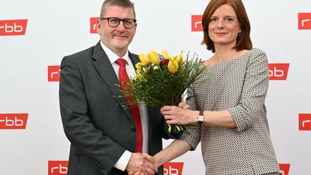 RBB-Intendantin Katrin Vernau mit Benjamin Ehlers, Vorsitzender des Aufsichtsrates des Rundfunk.
