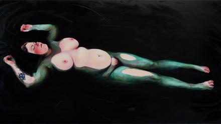 Ophelia reloaded: liegender Akt, gemalt von der amerikanischen Künstlerin Lydia Pettit.