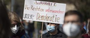 Protest gegen eine rechte Demonstration im März 2021.