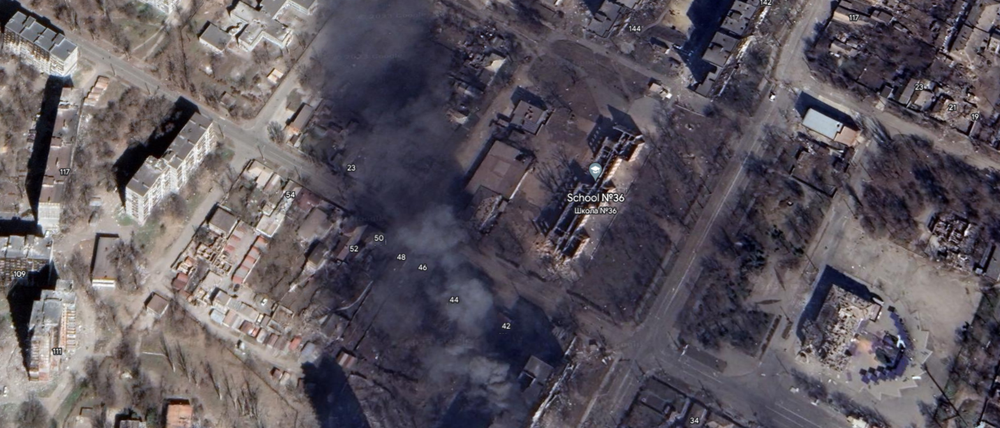 Ein Ausschnitt der Darstellung von Mariupol auf Google Earth