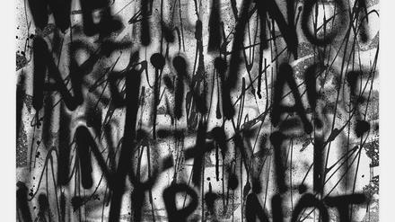 Adam Pendletons Print auf Leinwand „Untitled (WE ARE NOT)„ ist Teil der Gruppenausstellung bei Max Hetzler.
