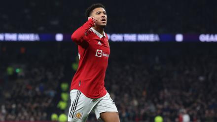 Jadon Sancho feiert ein Tor für Manchester United (Archivbild).