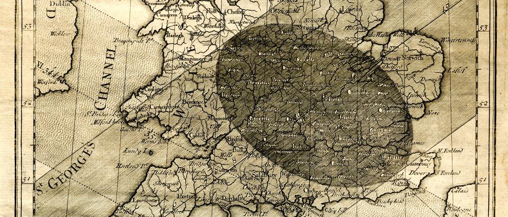 Nach dem Ereignis wurde eine leicht korrigierte Karte von dem Gebiet veröffentlicht, in dem die  Halleysche Sonnenfinsternis beobachtet werden konnte.